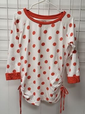 Andrea Jovine White Top with Orange Polka Dots, XL